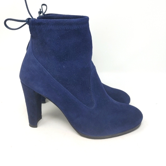 Stuart Weitzman Navy Suede Perfection Bootie Size 6 1/2 - Picture 8 of 10